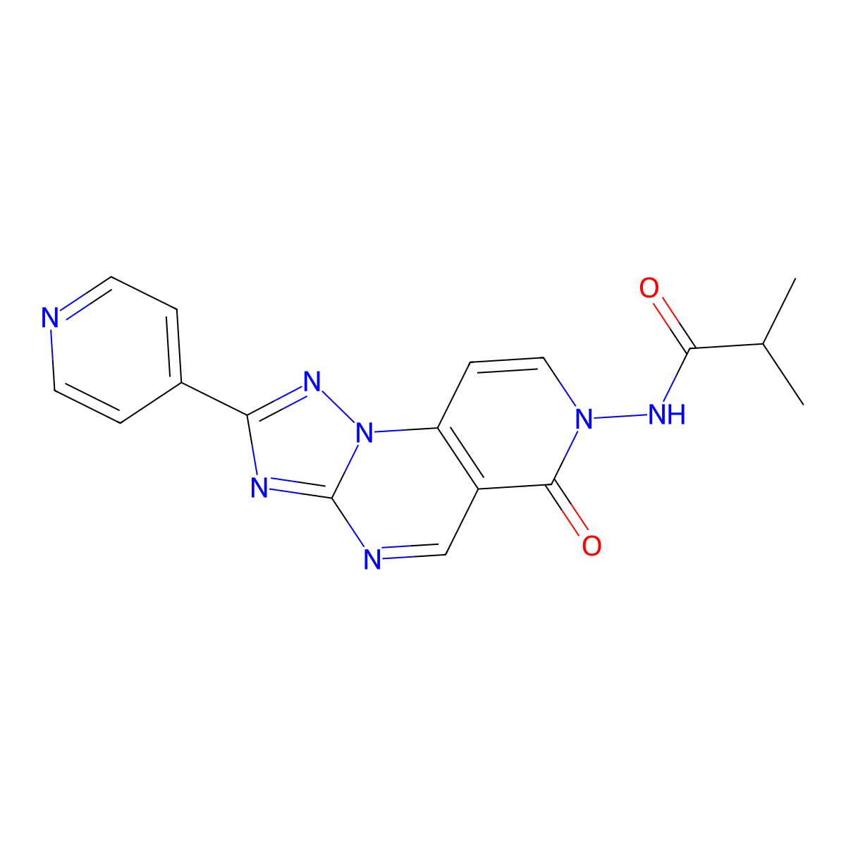 N-(6-oxo-2-(pyridin-4-yl)pyrido[3,4-e][1,2,4]triazolo[1,5-a]pyrimidin-7(6H)-yl)isobutyramide molecular structure, CAS 1158641-20-3