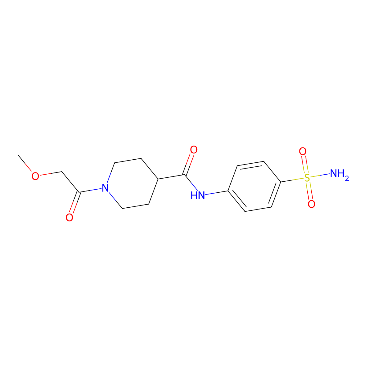 1-(methoxyacetyl)-N-(4-sulfamoylphenyl)piperidine-4-carboxamide molecular structure, CAS 1158641-84-9