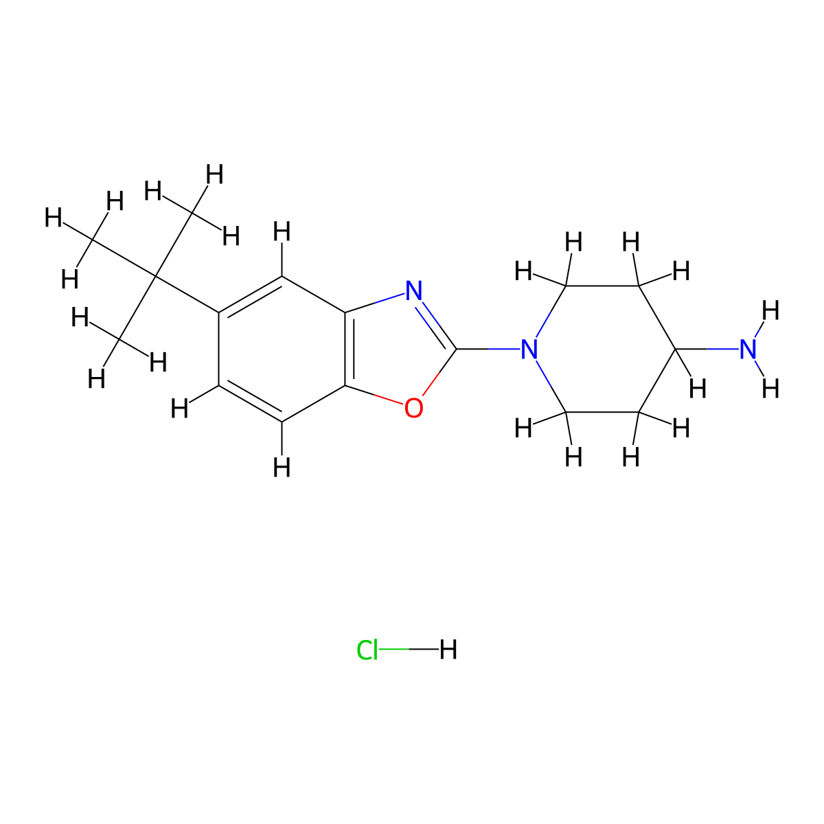 1-(5-Tert-butyl-1,3-benzoxazol-2-yl)piperidin-4-amine hydrochloride molecular structure, CAS 1158642-22-8
