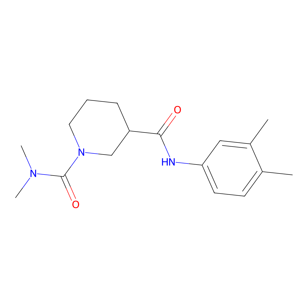 N~3~-(3,4-dimethylphenyl)-N~1~,N~1~-dimethylpiperidine-1,3-dicarboxamide molecular structure, CAS 1158642-84-2