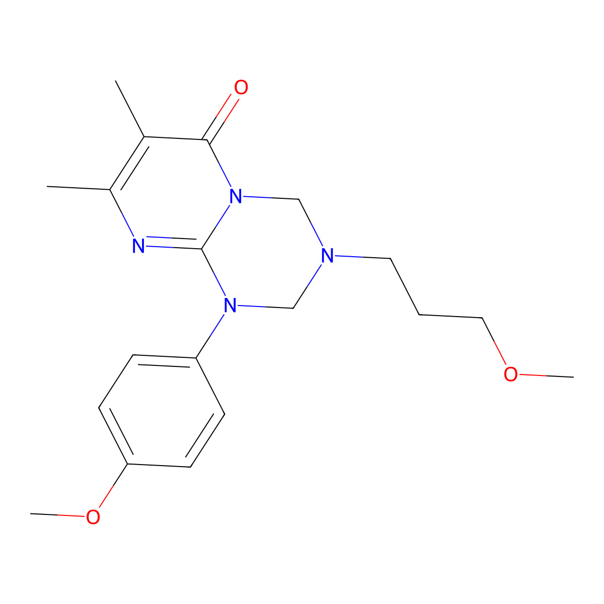 7-benzyl-1-(4-fluorophenyl)-8-methyl-3-(3-morpholin-4-ylpropyl)-1,2,3,4-tetrahydro-6H-pyrimido[1,2-a][1,3,5]triazin-6-one molecular structure, CAS 1158643-30-1