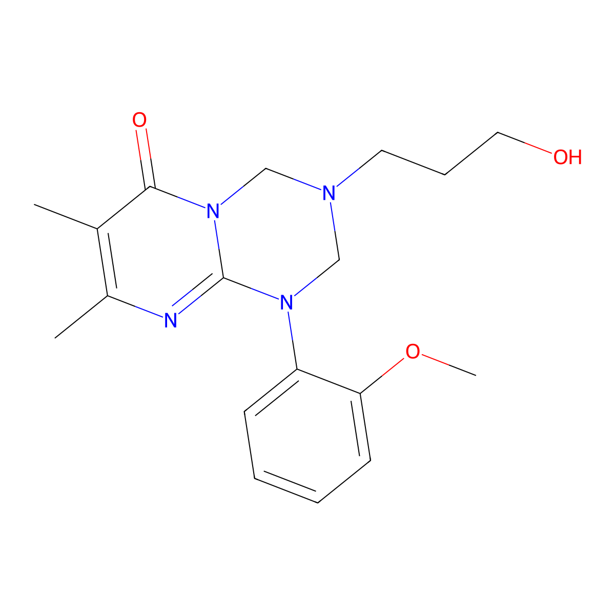 3-(3-Hydroxypropyl)-1-(2-methoxyphenyl)-7,8-dimethyl-2,4-dihydropyrimido[1,2-a][1,3,5]triazin-6-one molecular structure, CAS 1158643-68-5