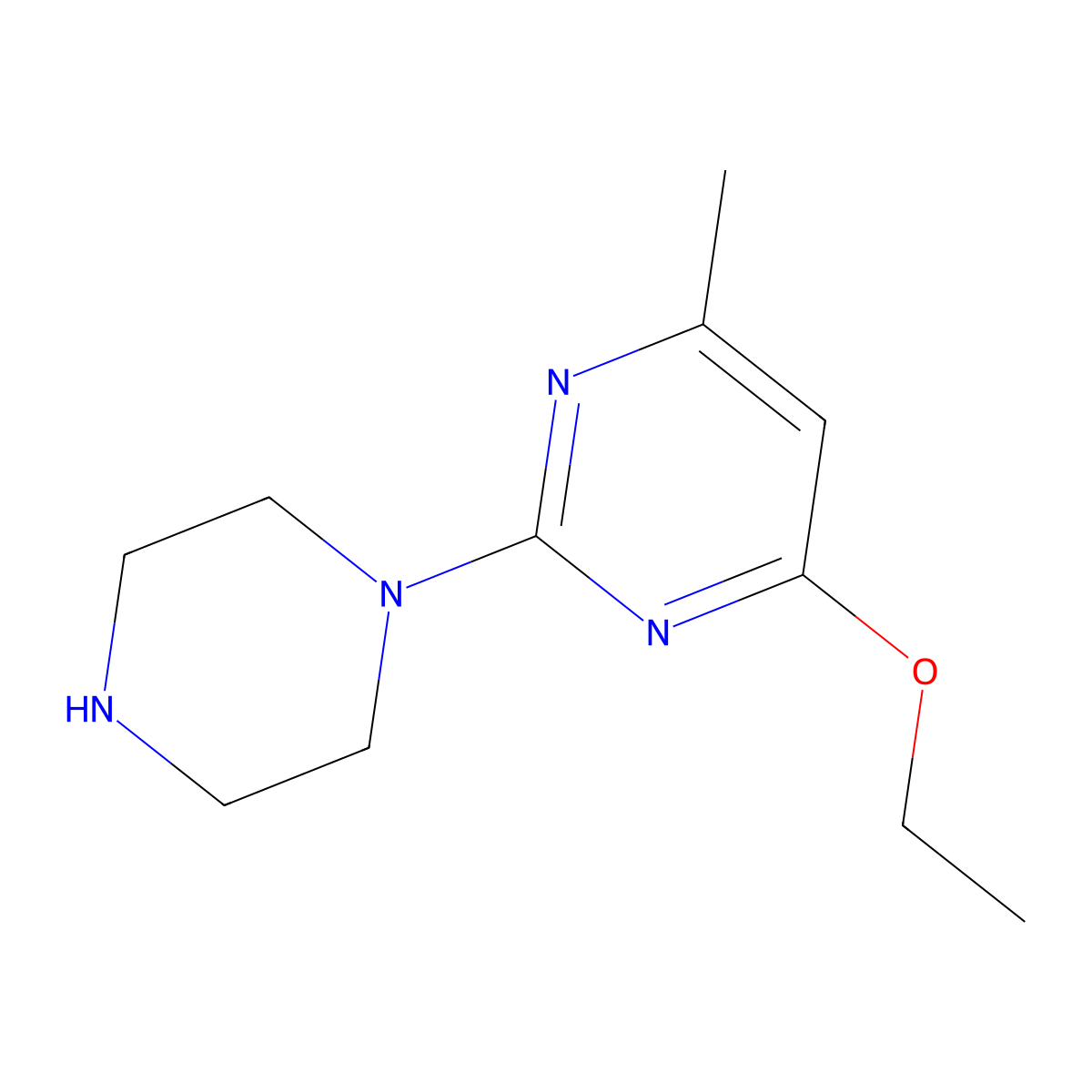 4-Ethoxy-6-methyl-2-(piperazin-1-yl)pyrimidine molecular structure, CAS 1158646-42-4