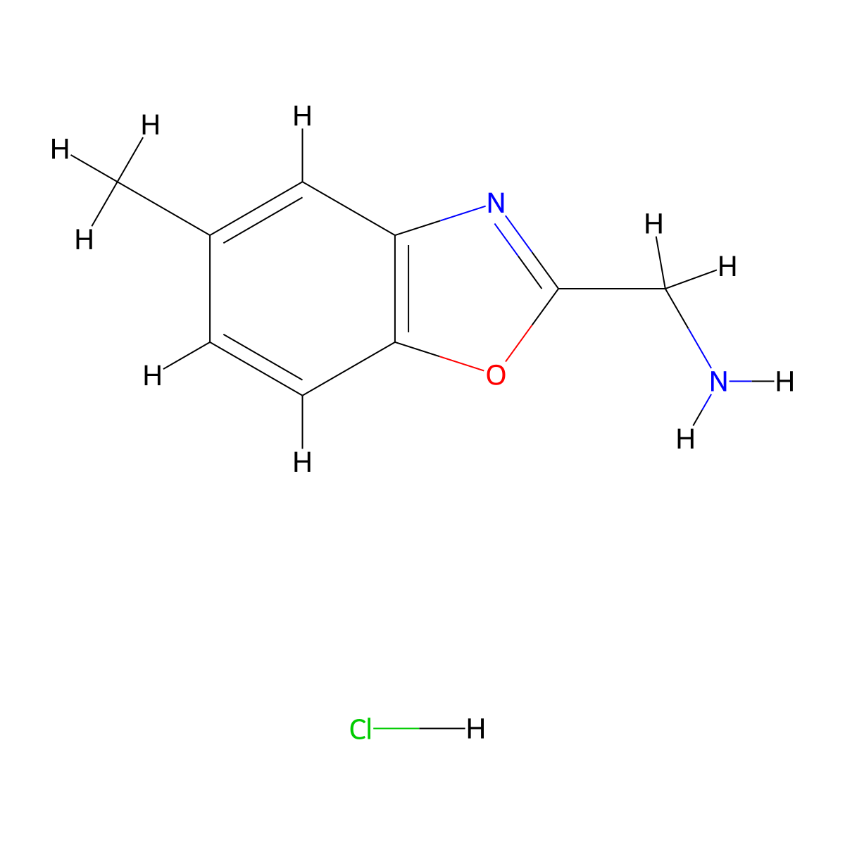 (5-Methyl-1,3-benzoxazol-2-yl)methylamine hydrochloride molecular structure, CAS 1158646-45-7