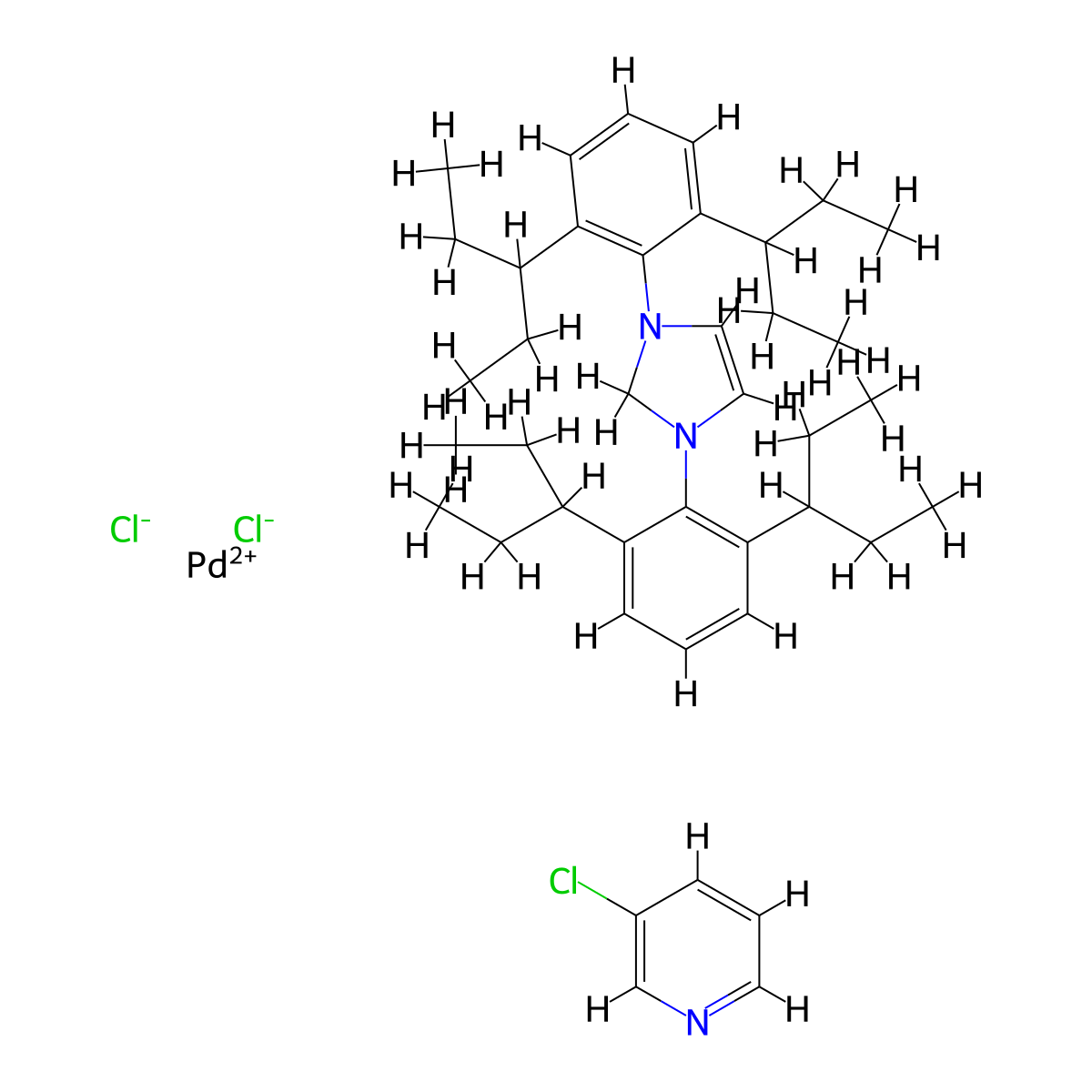 Dichloro[1,3-bis(2,6-Di-3-pentylphenyl)imidazol-2-ylidene](3-chloropyridyl)palladium(II) molecular structure, CAS 1158652-41-5