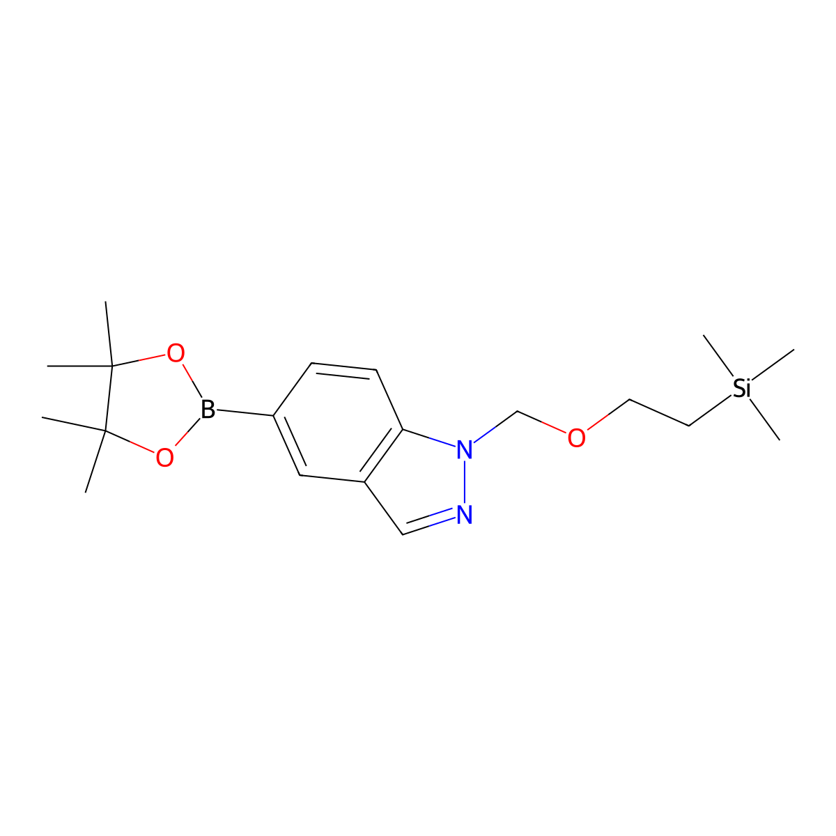 5-(4,4,5,5-tetramethyl-1,3,2-dioxaborolan-2-yl)-1-((2-(trimethylsilyl)ethoxy)methyl)-1H-indazole molecular structure, CAS 1158680-93-3