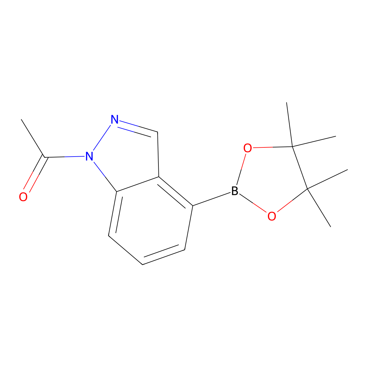 1-(4-(4,4,5,5-tetramethyl-1,3,2-dioxaborolan-2-yl)-1H-indazol-1-yl)ethanone molecular structure, CAS 1158680-96-6