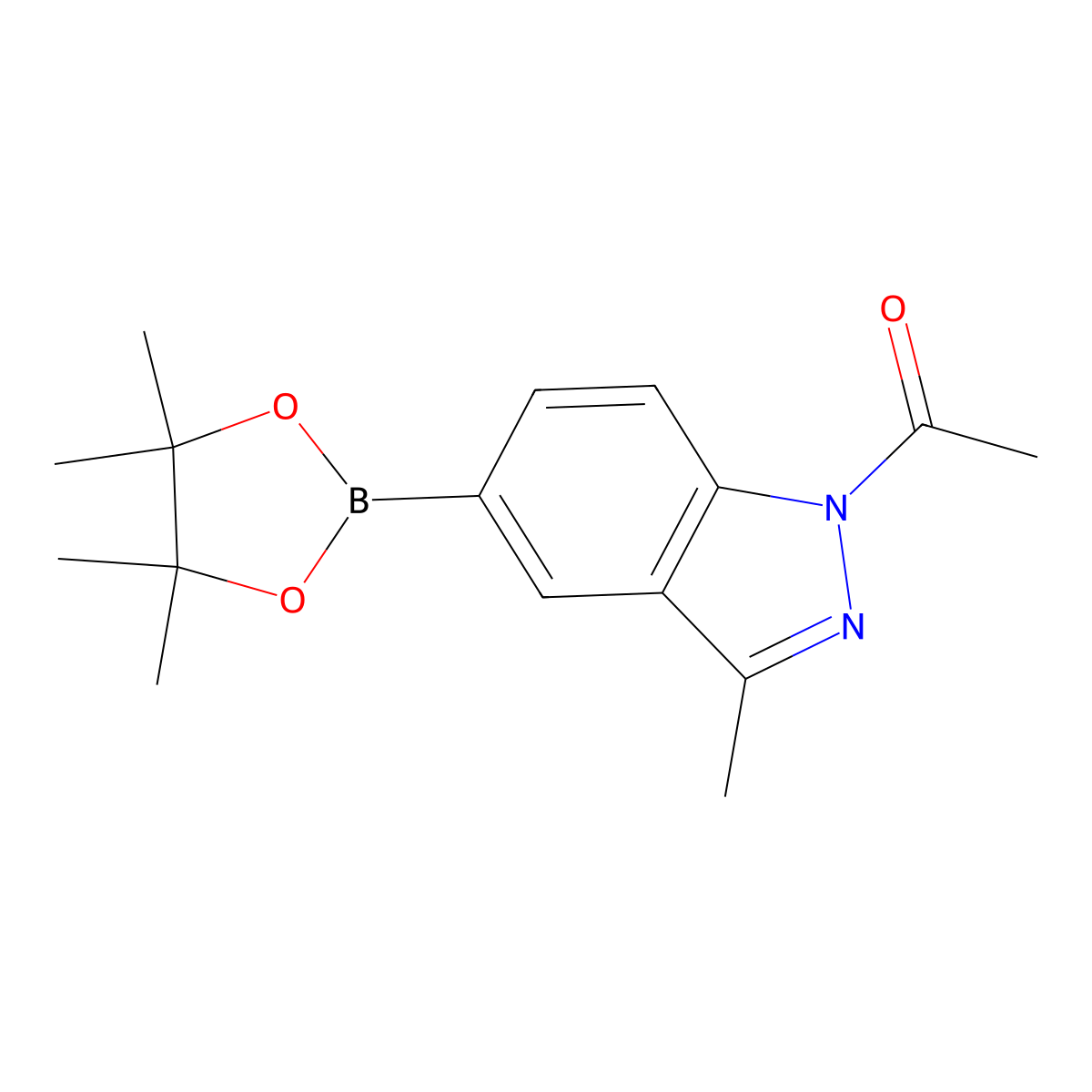 1-(3-methyl-5-(4,4,5,5-tetramethyl-1,3,2-dioxaborolan-2-yl)-1H-indazol-1-yl)ethanone molecular structure, CAS 1158680-97-7