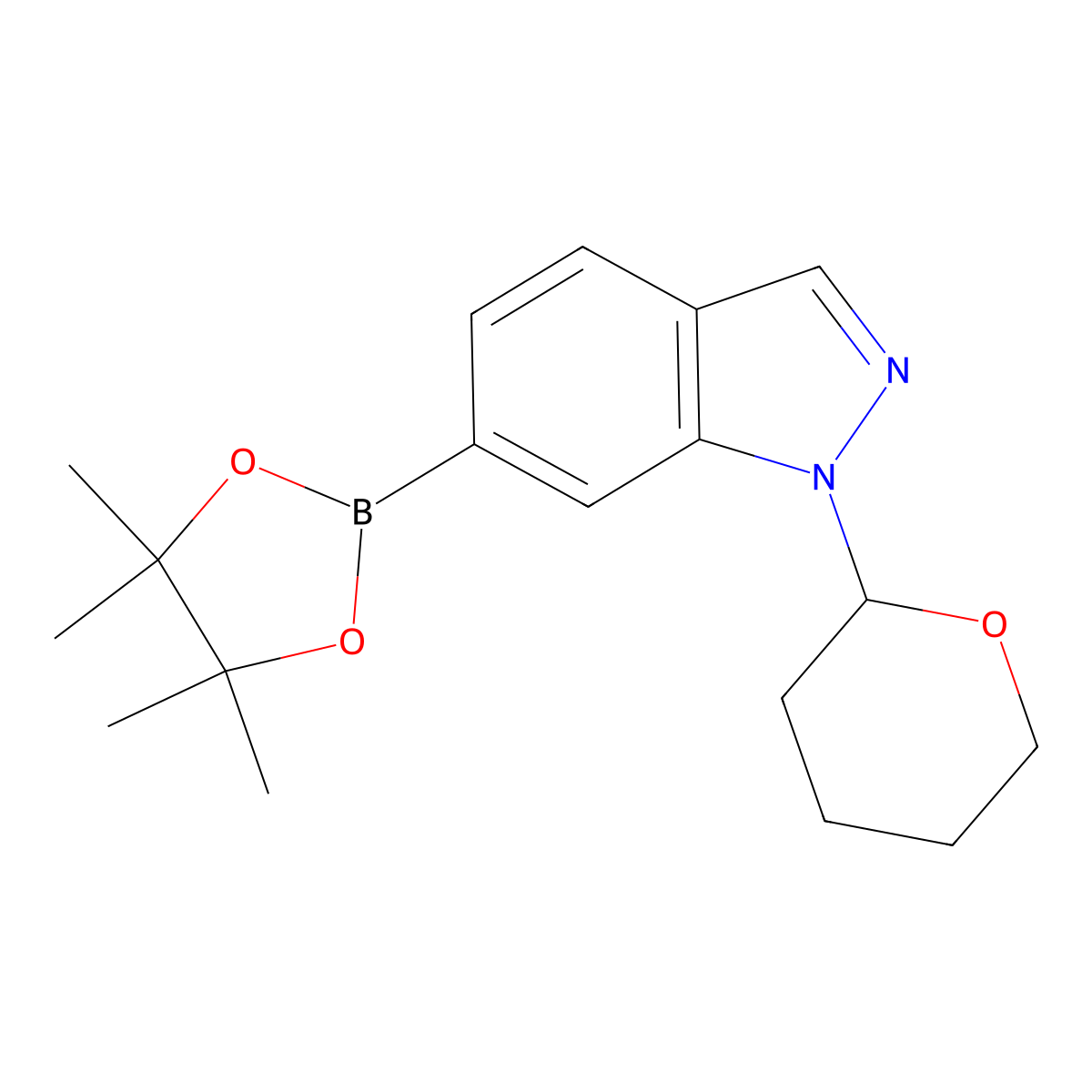 1-(Tetrahydro-2H-pyran-2-yl)-6-(4,4,5,5-tetramethyl-1,3,2-dioxaborolan-2-yl)-1H-indazole molecular structure, CAS 1158680-98-8