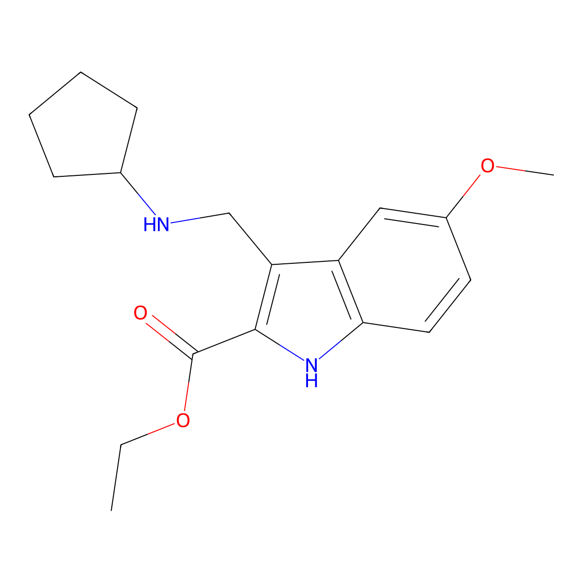ethyl 3-((cyclopentylamino)methyl)-5-methoxy-1H-indole-2-carboxylate molecular structure, CAS 1158694-03-1