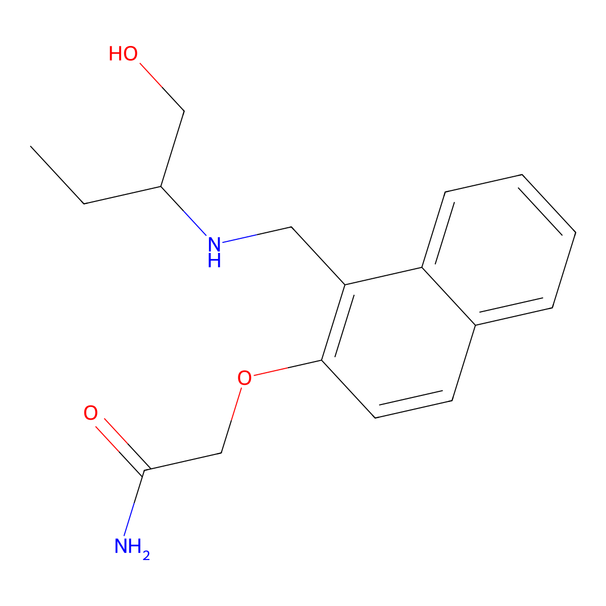 2-{[1-({[1-(Hydroxymethyl)propyl]amino}methyl)-2-naphthyl]oxy}acetamide molecular structure, CAS 1158694-39-3