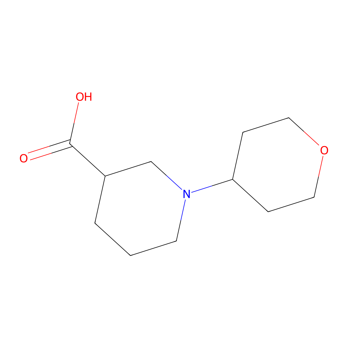1-(tetrahydro-2H-pyran-4-yl)piperidine-3-carboxylic acid molecular structure, CAS 1158698-78-2
