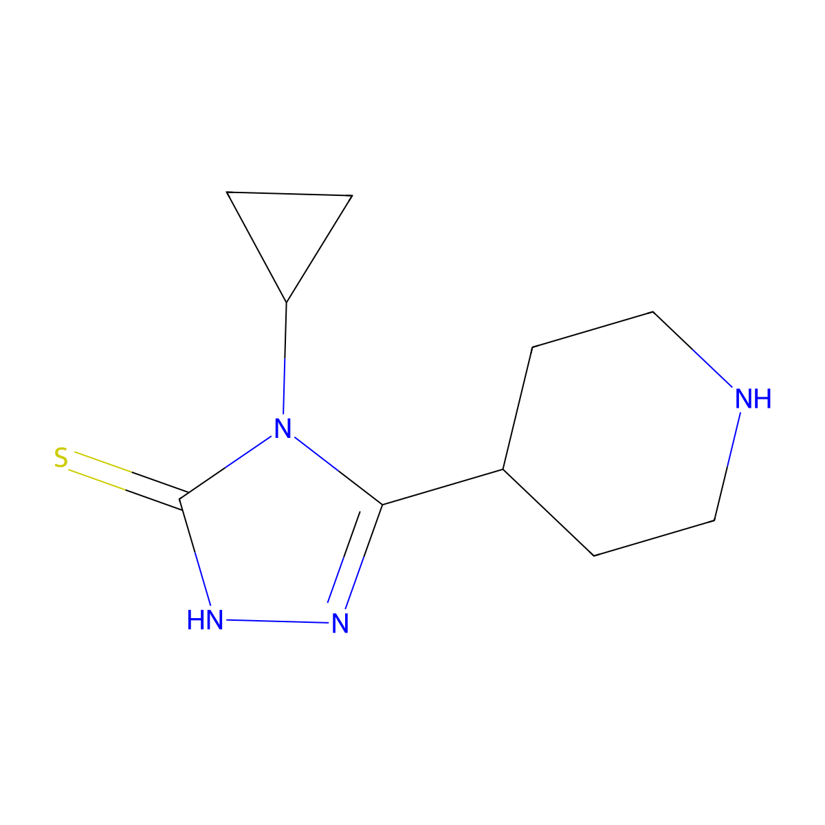 4-cyclopropyl-5-(piperidin-4-yl)-4H-1,2,4-triazole-3-thiol molecular structure, CAS 1158700-64-1