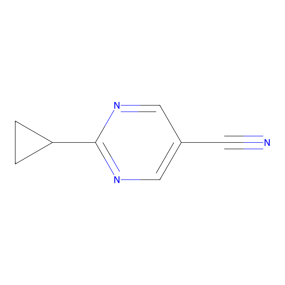 2-Cyclopropylpyrimidine-5-carbonitrile molecular structure, CAS 1158735-11-5