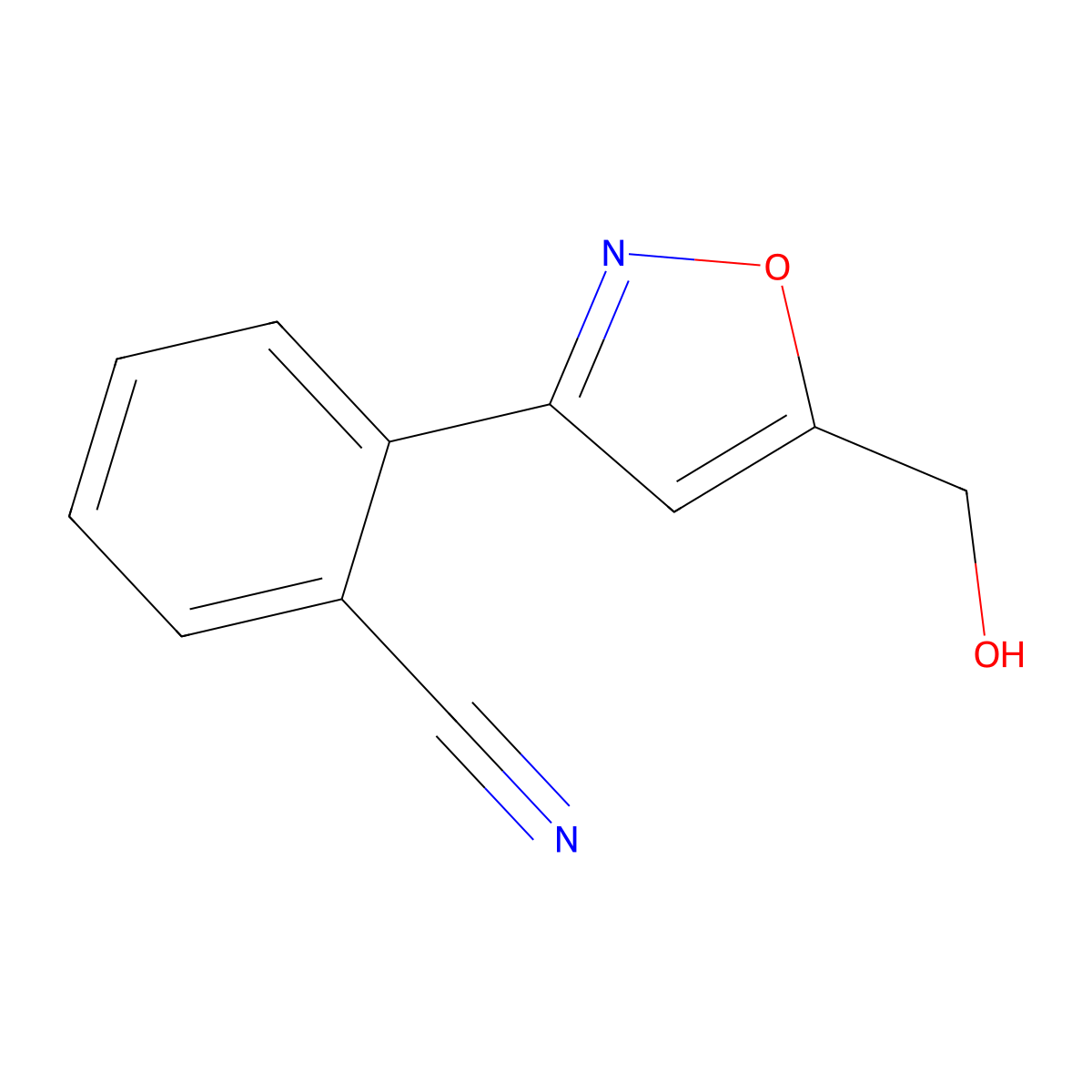 2-(5-(Hydroxymethyl)isoxazol-3-yl)benzonitrile molecular structure, CAS 1158735-35-3