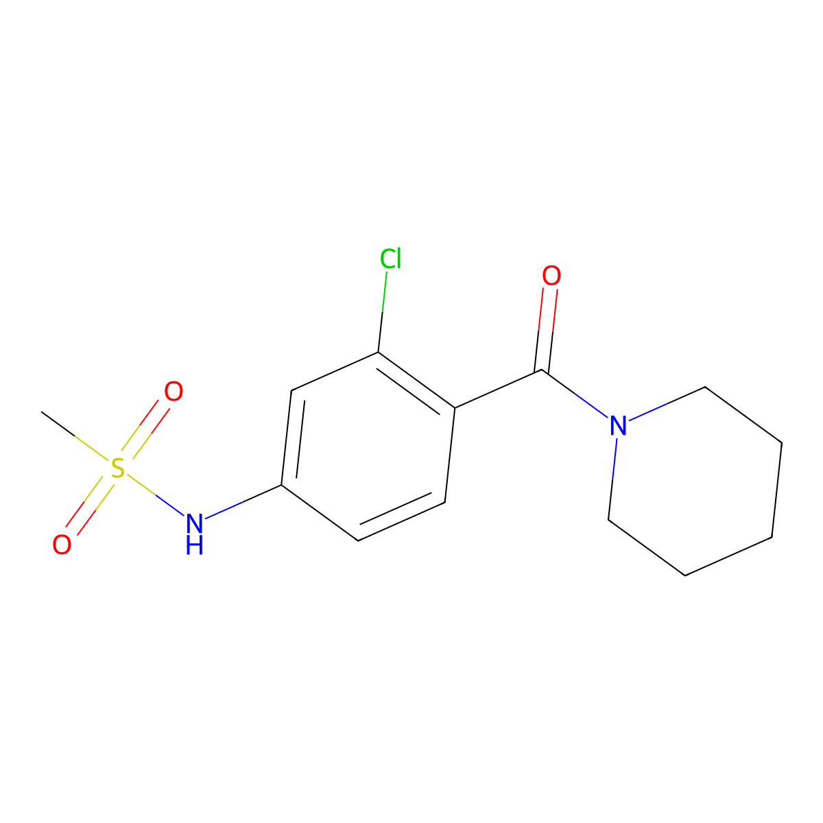 N-[3-chloro-4-(piperidin-1-ylcarbonyl)phenyl]methanesulfonamide molecular structure, CAS 1158737-42-8