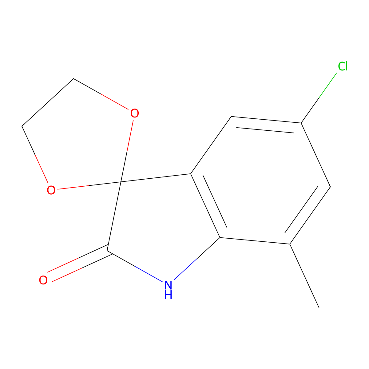 5'-chloro-7'-methylspiro[1,3-dioxolane-2,3'-1H-indole]-2'-one molecular structure, CAS 1158737-54-2