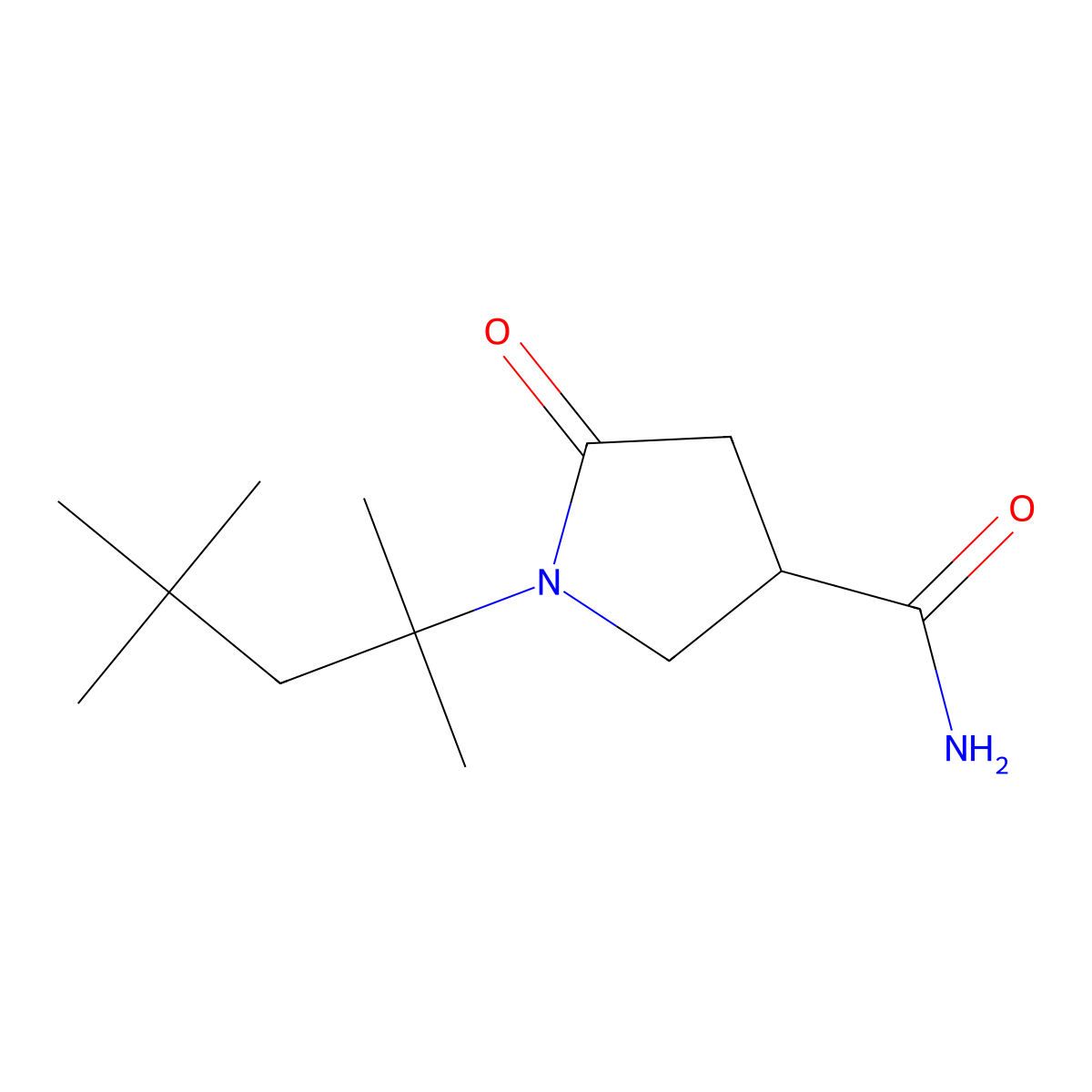 5-Oxo-1-(2,4,4-trimethylpentan-2-yl)pyrrolidine-3-carboxamide molecular structure, CAS 1158739-54-8