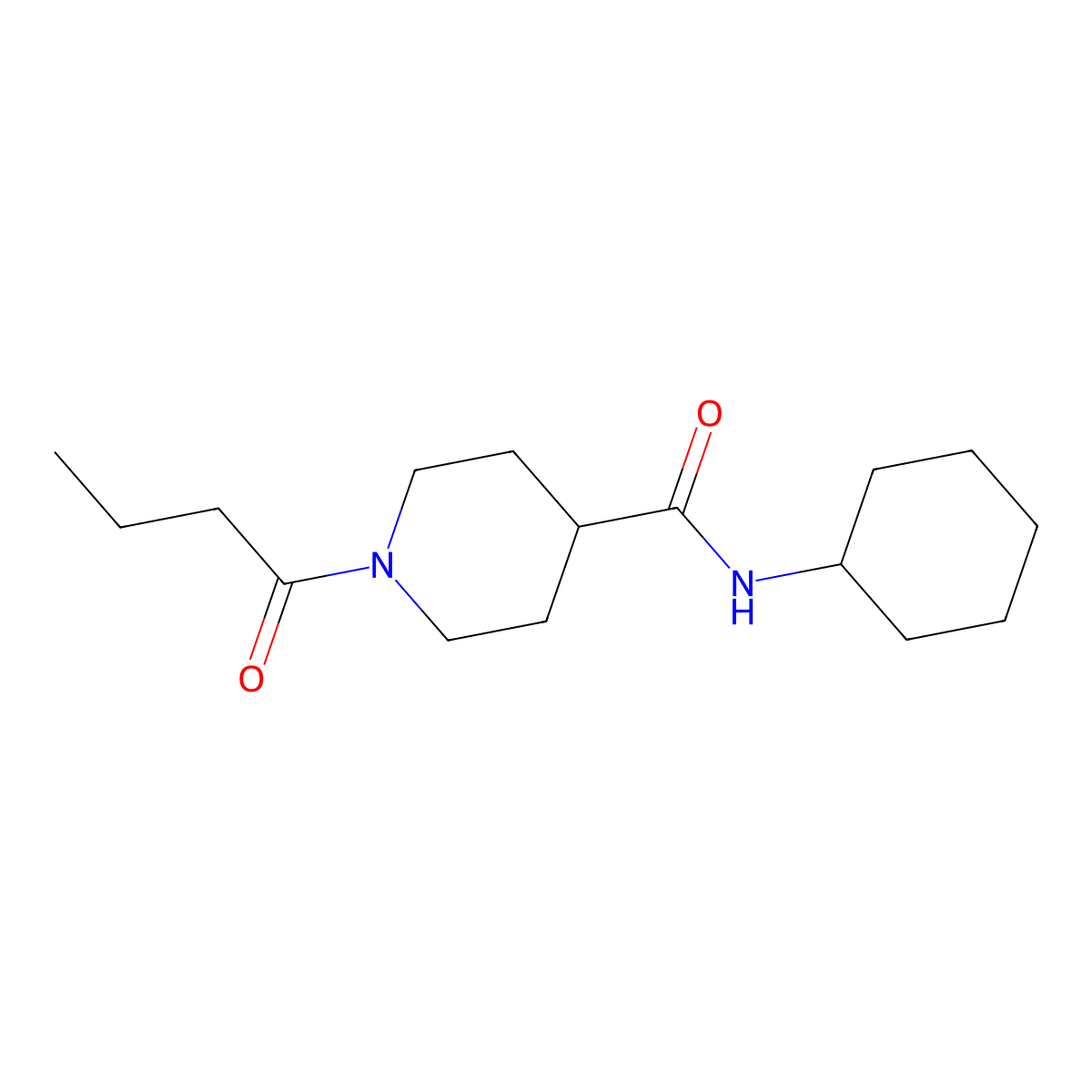 1-butanoyl-N-cyclohexylpiperidine-4-carboxamide molecular structure, CAS 1158739-59-3