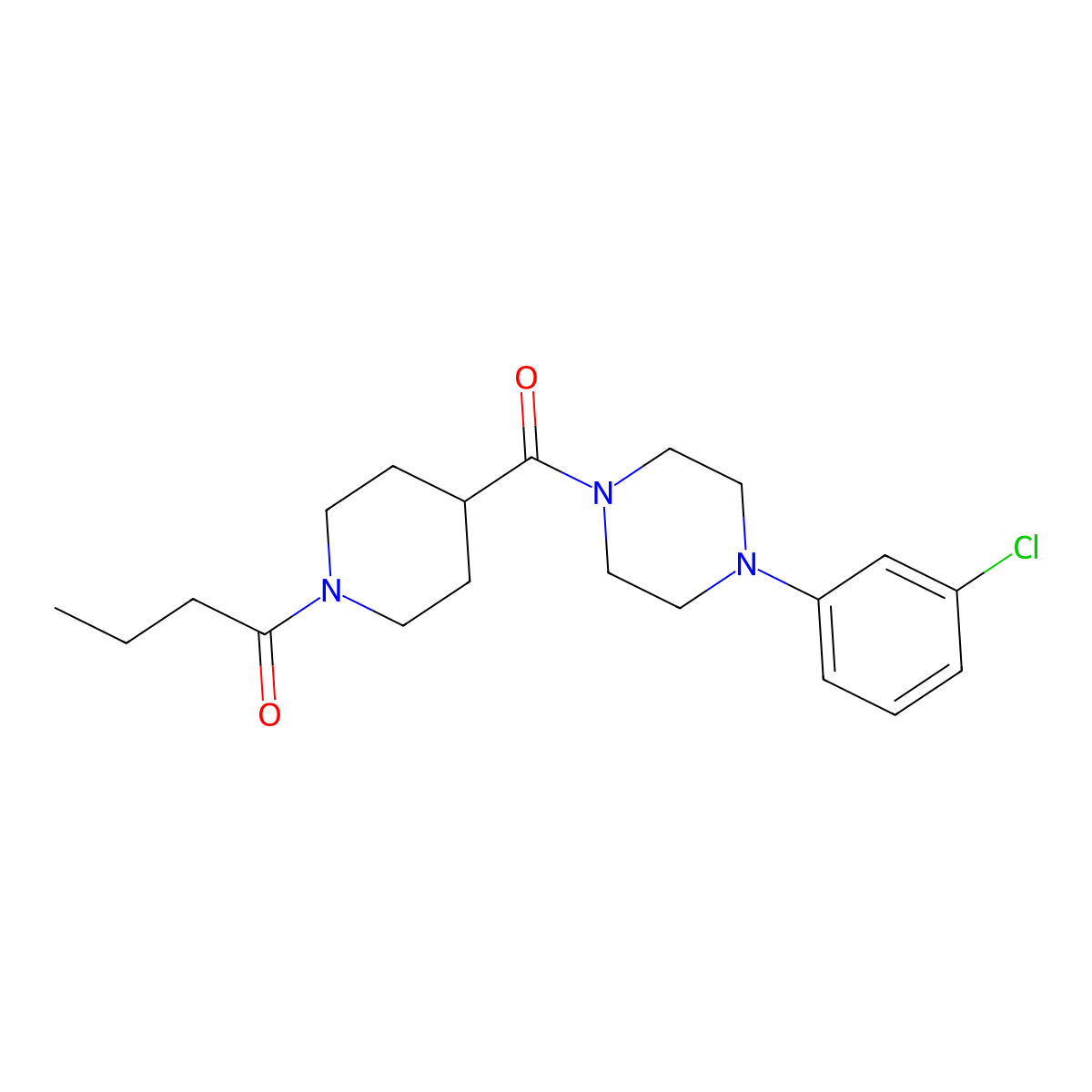 1-(4-{[4-(3-Chlorophenyl)piperazin-1-yl]carbonyl}piperidin-1-yl)butan-1-one molecular structure, CAS 1158739-63-9