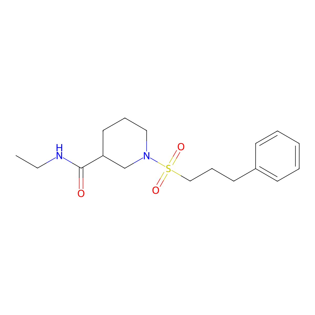 N-ethyl-1-[(3-phenylpropyl)sulfonyl]piperidine-3-carboxamide molecular structure, CAS 1158740-07-8