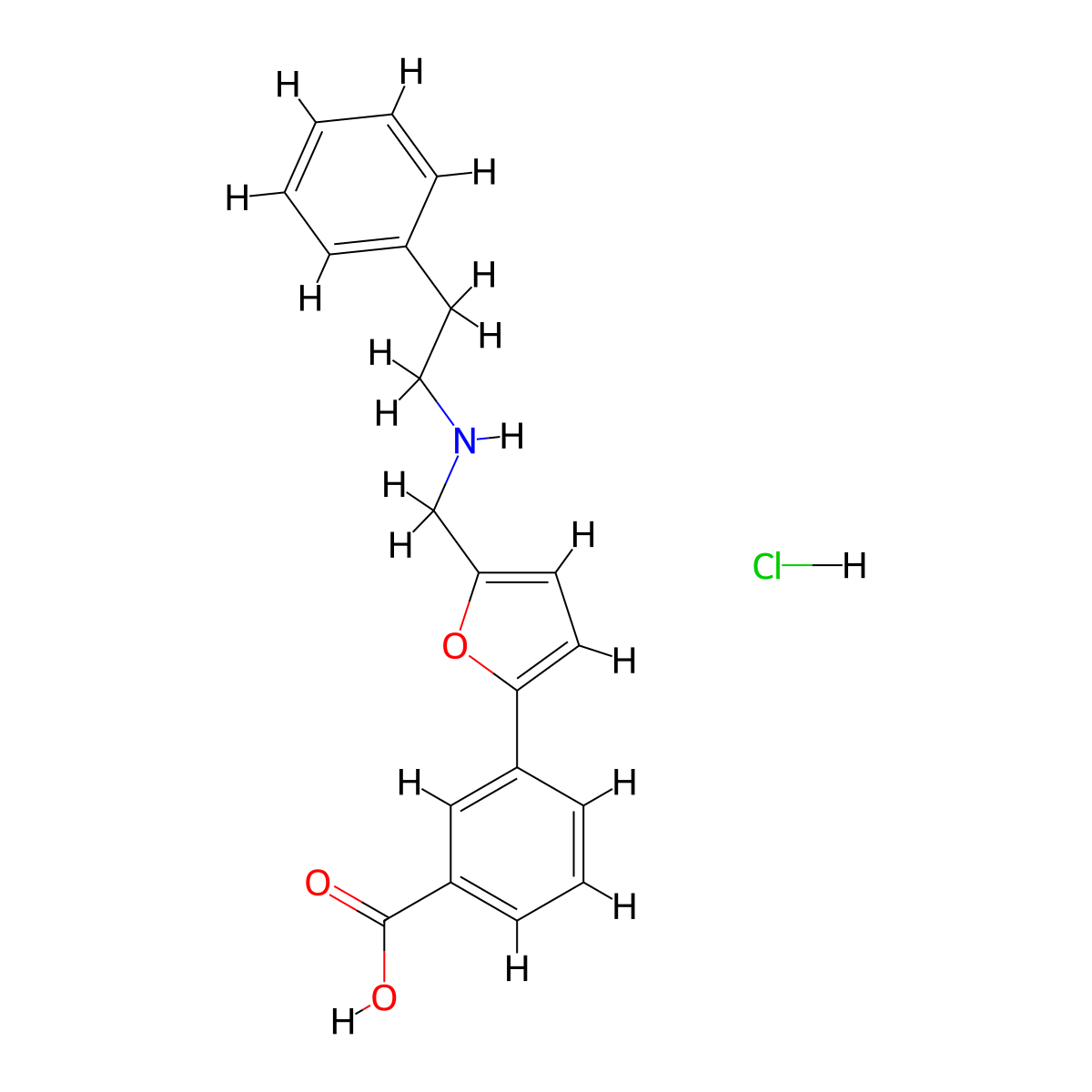 3-(5-((Phenethylamino)methyl)furan-2-yl)benzoic acid hydrochloride molecular structure, CAS 1158740-21-6