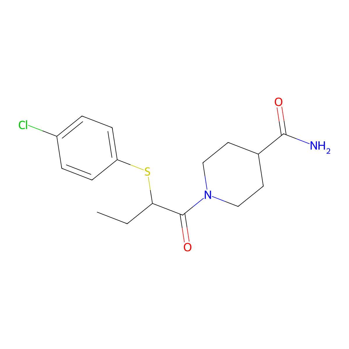 1-{2-[(4-Chlorophenyl)sulfanyl]butanoyl}piperidine-4-carboxamide molecular structure, CAS 1158740-56-7