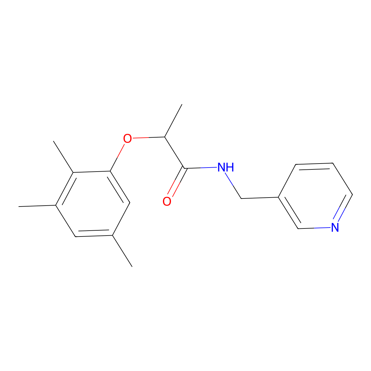 N-(pyridin-3-ylmethyl)-2-(2,3,5-trimethylphenoxy)propanamide molecular structure, CAS 1158740-67-0