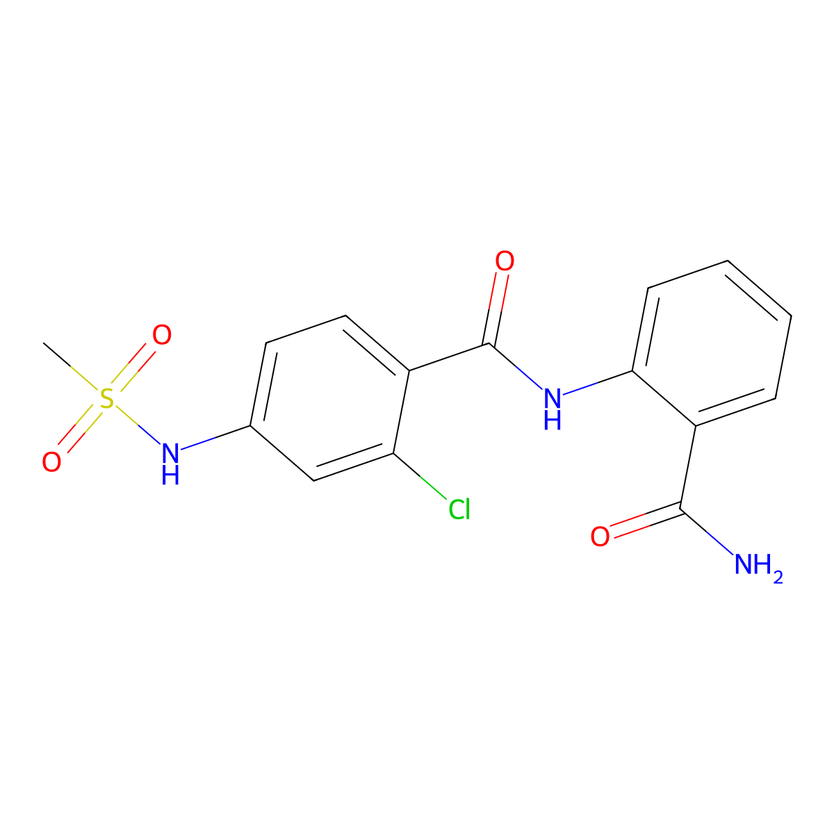 N-(2-carbamoylphenyl)-2-chloro-4-[(methylsulfonyl)amino]benzamide molecular structure, CAS 1158740-70-5