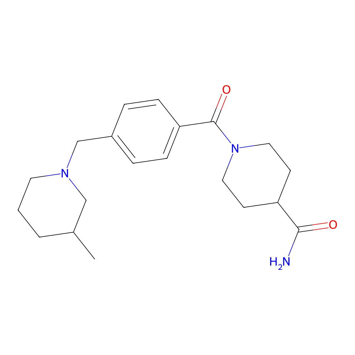 1-({4-[(3-Methylpiperidin-1-yl)methyl]phenyl}carbonyl)piperidine-4-carboxamide molecular structure, CAS 1158740-75-0