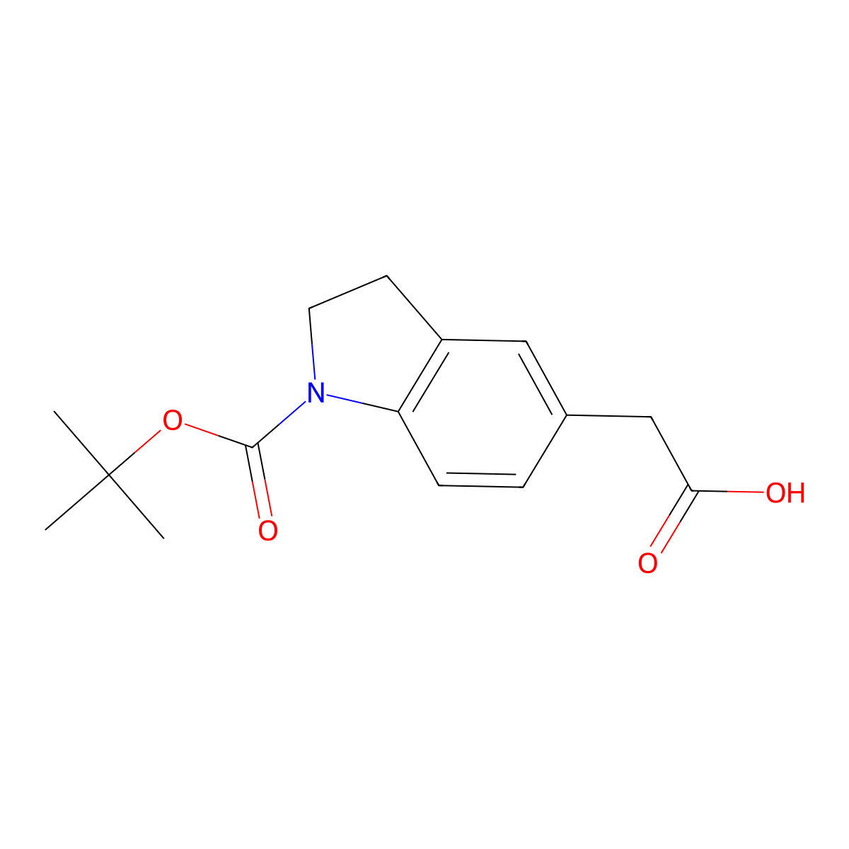 2-(1-(Tert-butoxycarbonyl)indolin-5-yl)acetic acid molecular structure, CAS 1158744-50-3