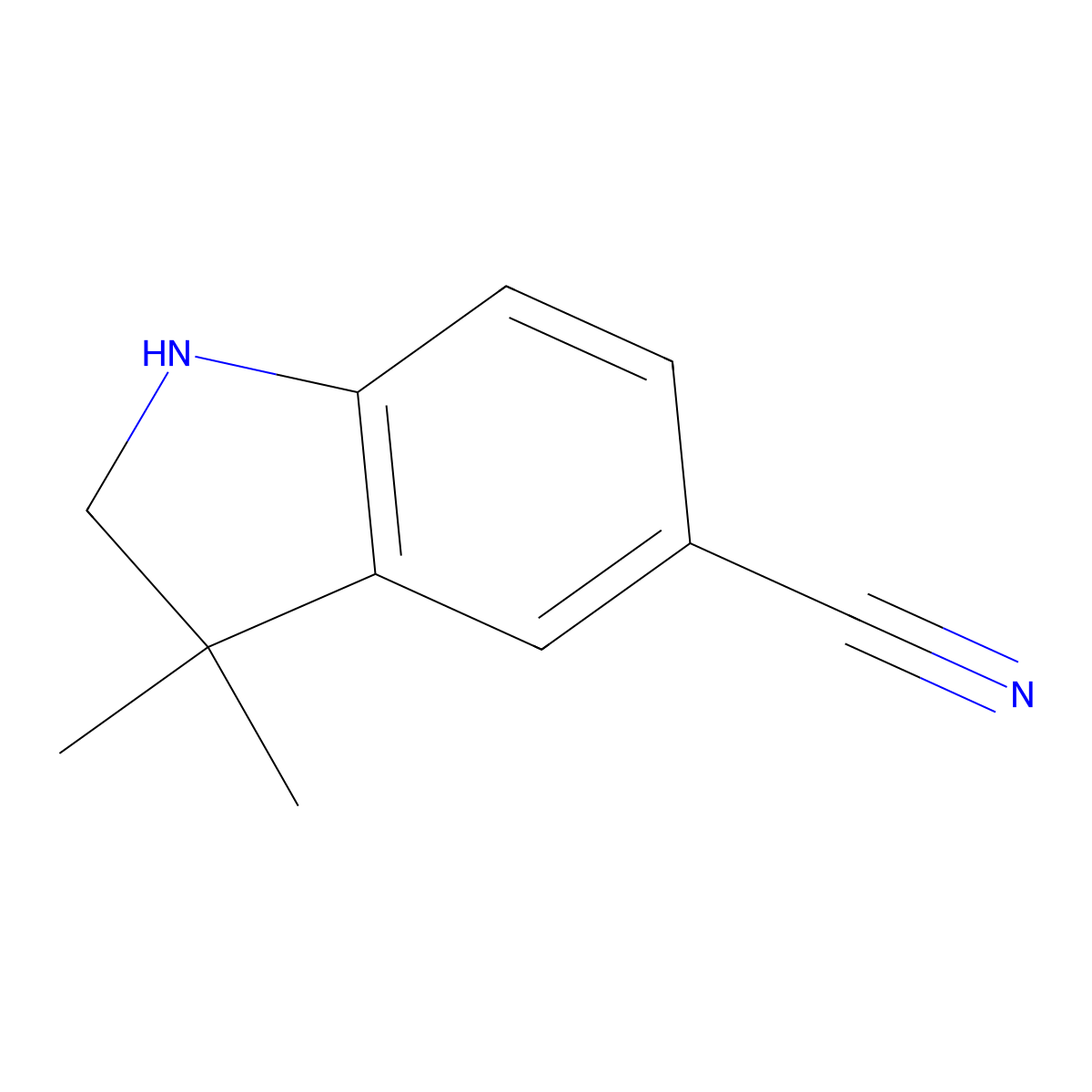 3,3-Dimethylindoline-5-carbonitrile molecular structure, CAS 1158745-60-8