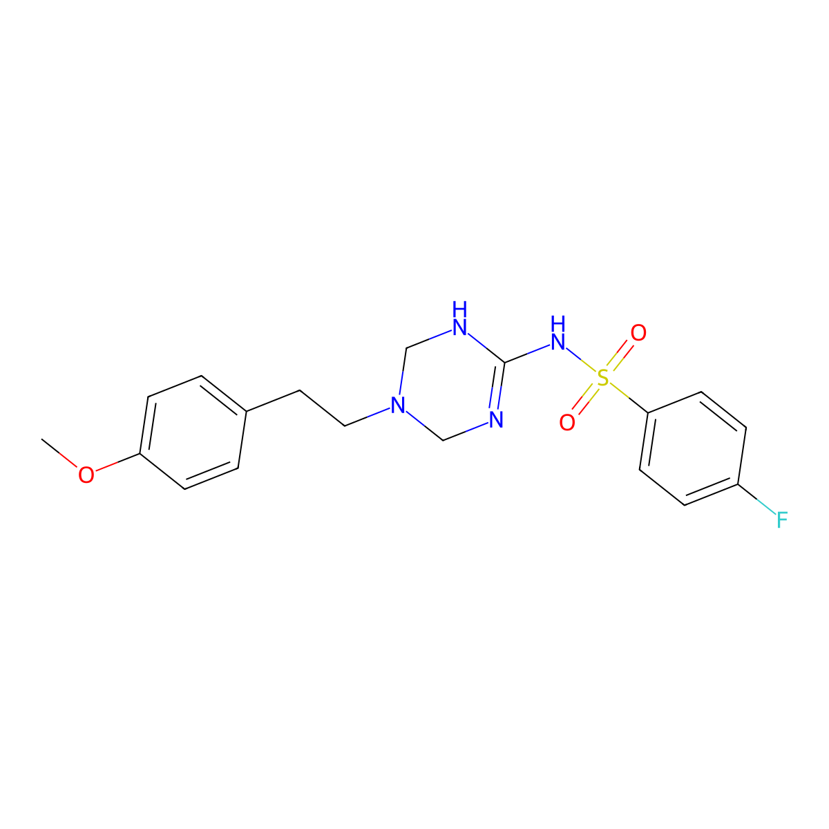 4-fluoro-N-{5-[2-(4-methoxyphenyl)ethyl]-1,4,5,6-tetrahydro-1,3,5-triazin-2-yl}benzenesulfonamide molecular structure, CAS 1158745-81-3