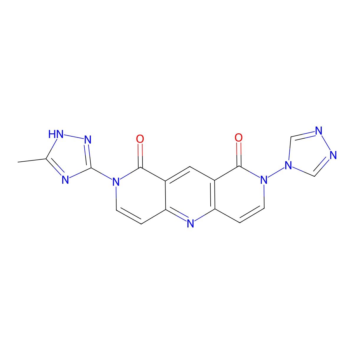 2-(3-methyl-1H-1,2,4-triazol-5-yl)-8-(4H-1,2,4-triazol-4-yl)pyrido[4,3-b][1,6]naphthyridine-1,9(2H,8H)-dione molecular structure, CAS 1158747-22-8