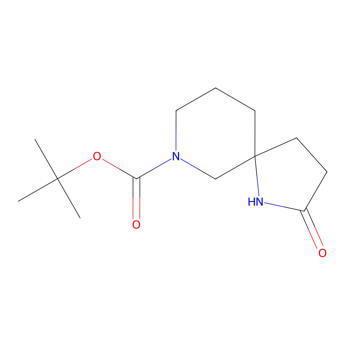 t-Butyl 2-oxo-1,7-diazaspiro(4.5)decane-7-carboxylate molecular structure, CAS 1158749-85-9