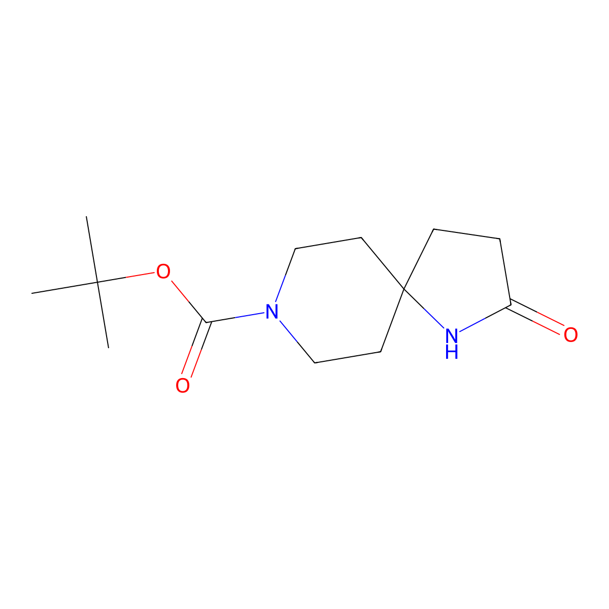 tert-Butyl 2-oxo-1,8-diazaspiro[4.5]decane-8-carboxylate molecular structure, CAS 1158749-94-0