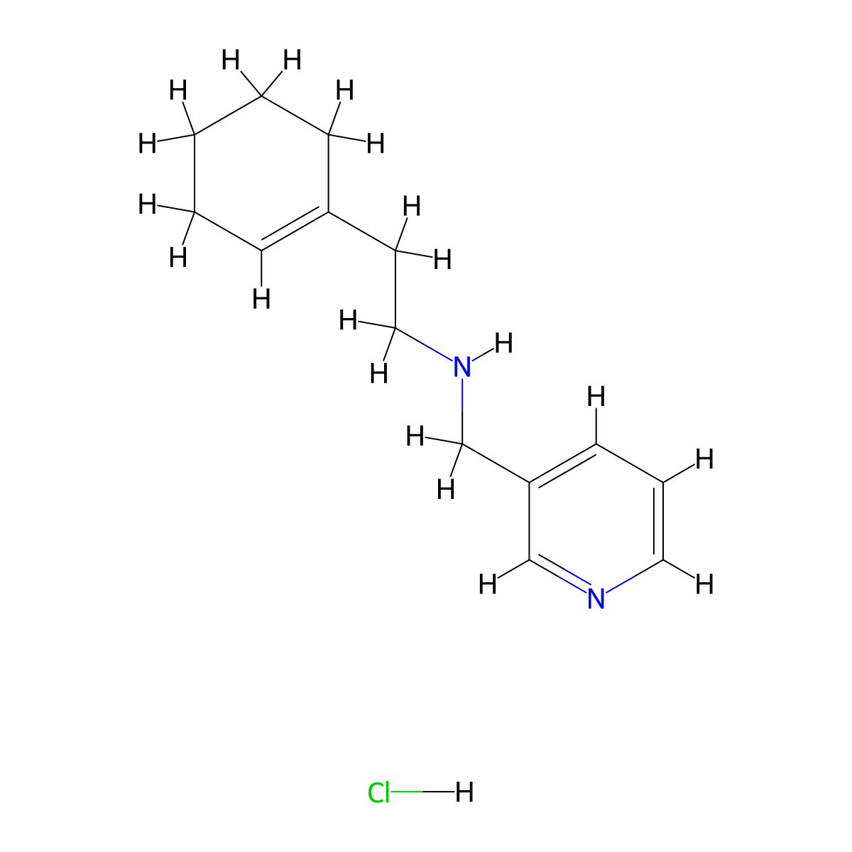 2-(cyclohex-1-en-1-yl)-N-(pyridin-3-ylmethyl)ethanamine hydrochloride molecular structure, CAS 1158750-07-2