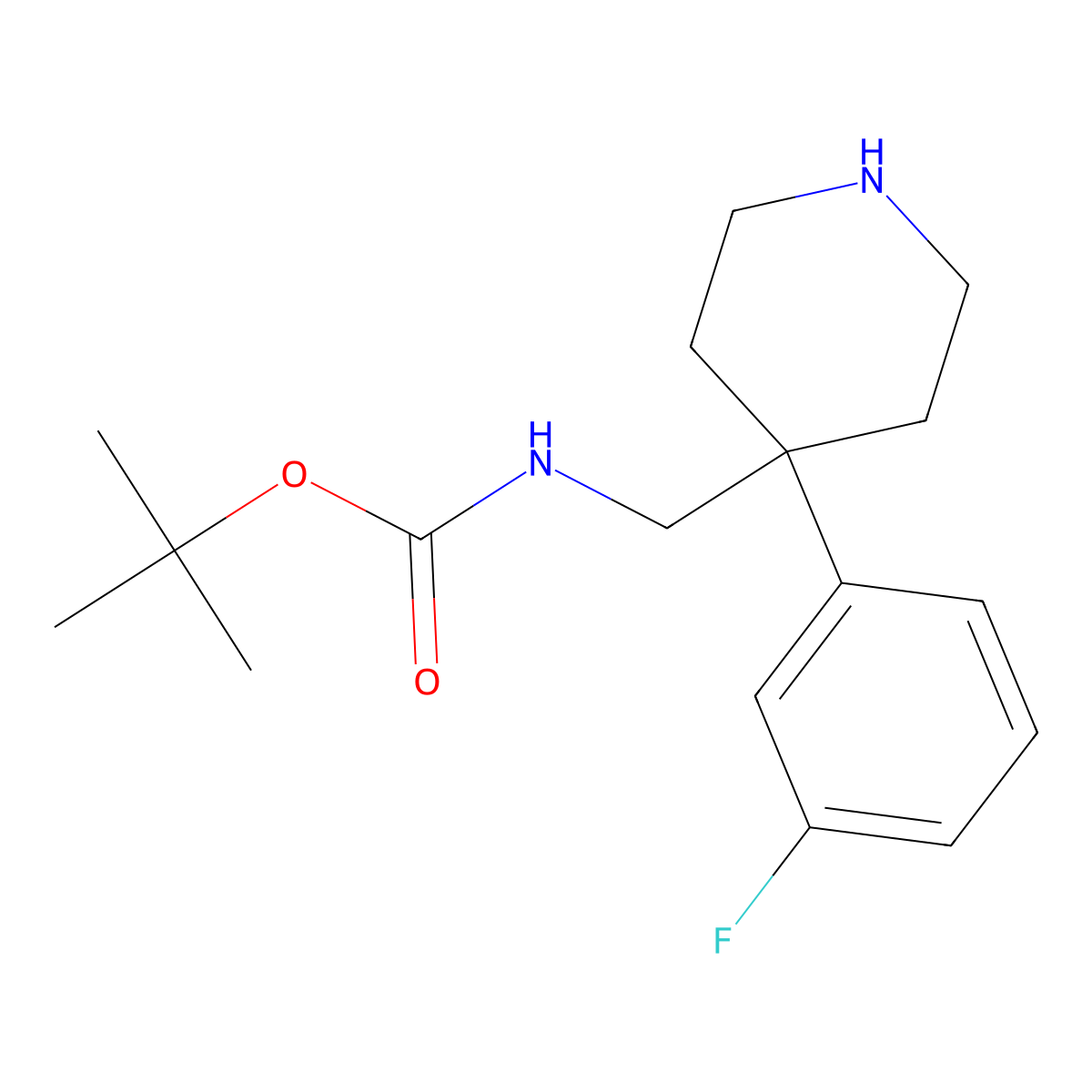 tert-Butyl {[4-(3-fluorophenyl)piperidin-4-yl]methyl}carbamate molecular structure, CAS 1158750-59-4
