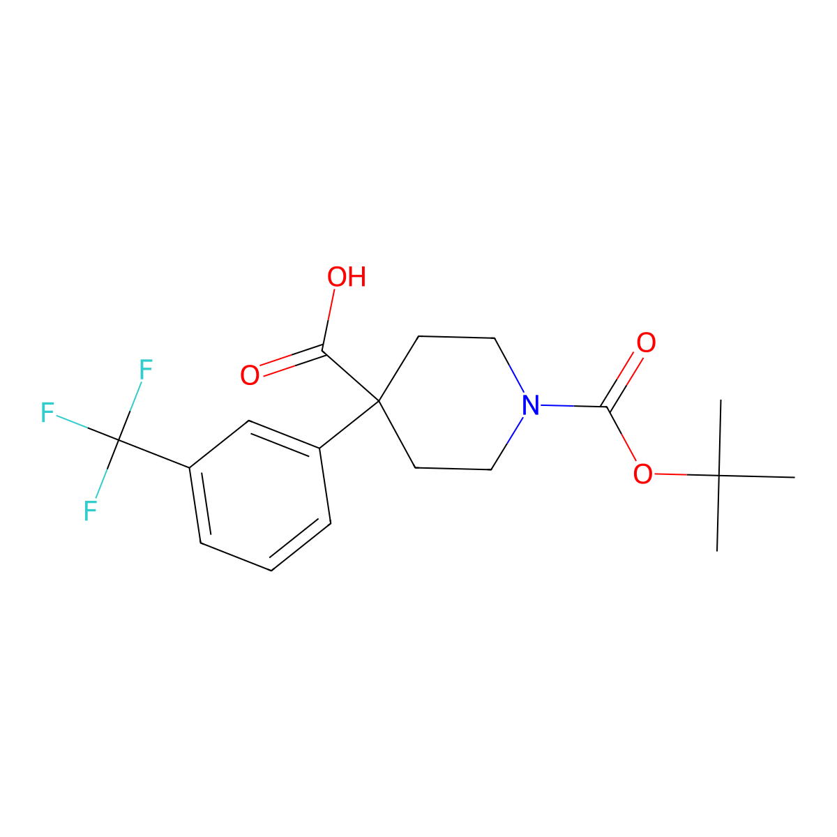 1-(tert-Butoxycarbonyl)-4-[3-(trifluoromethyl)phenyl]piperidine-4-carboxylic aci molecular structure, CAS 1158750-61-8