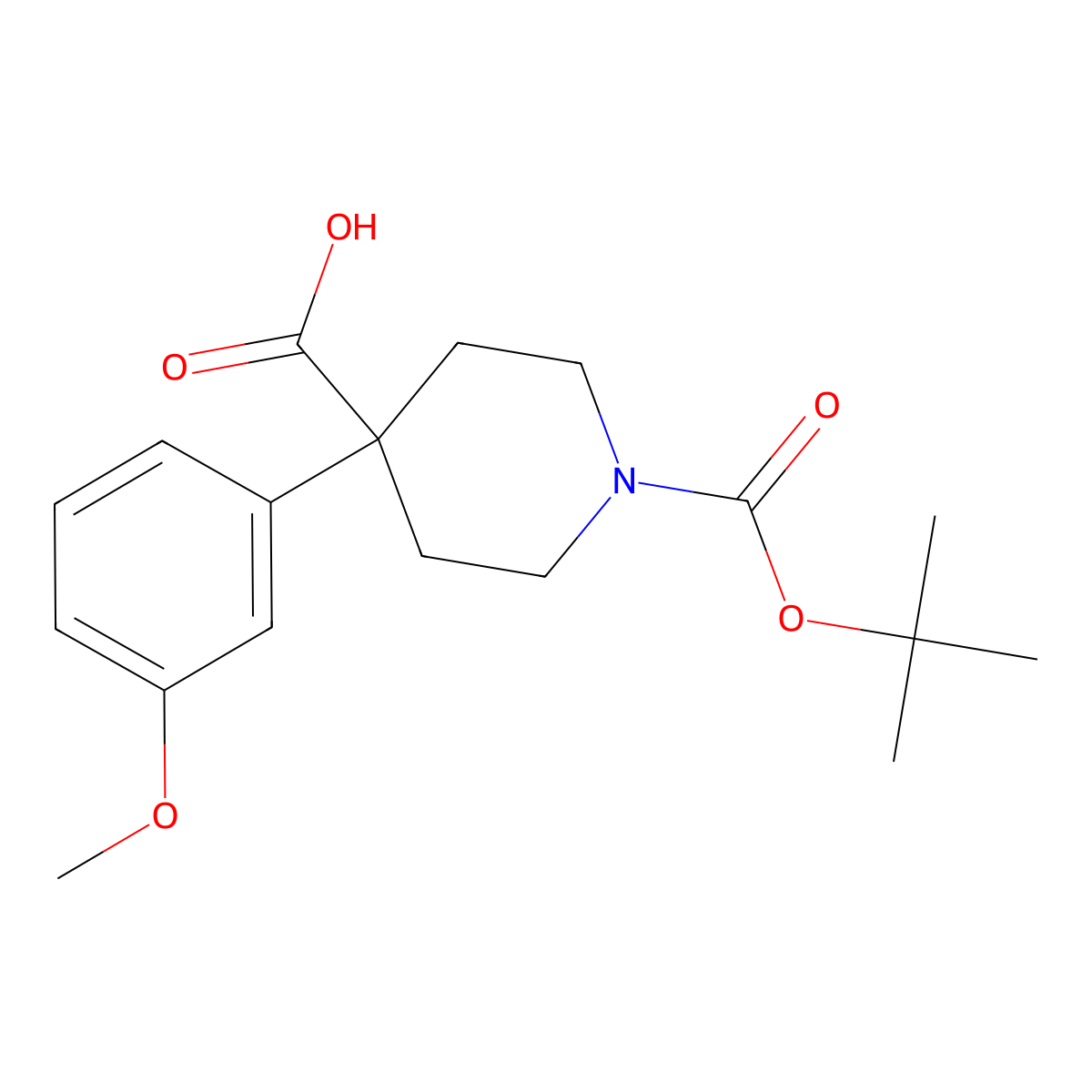 1-(tert-Butoxycarbonyl)-4-(3-methoxyphenyl)piperidine-4-carboxylic acid molecular structure, CAS 1158750-63-0