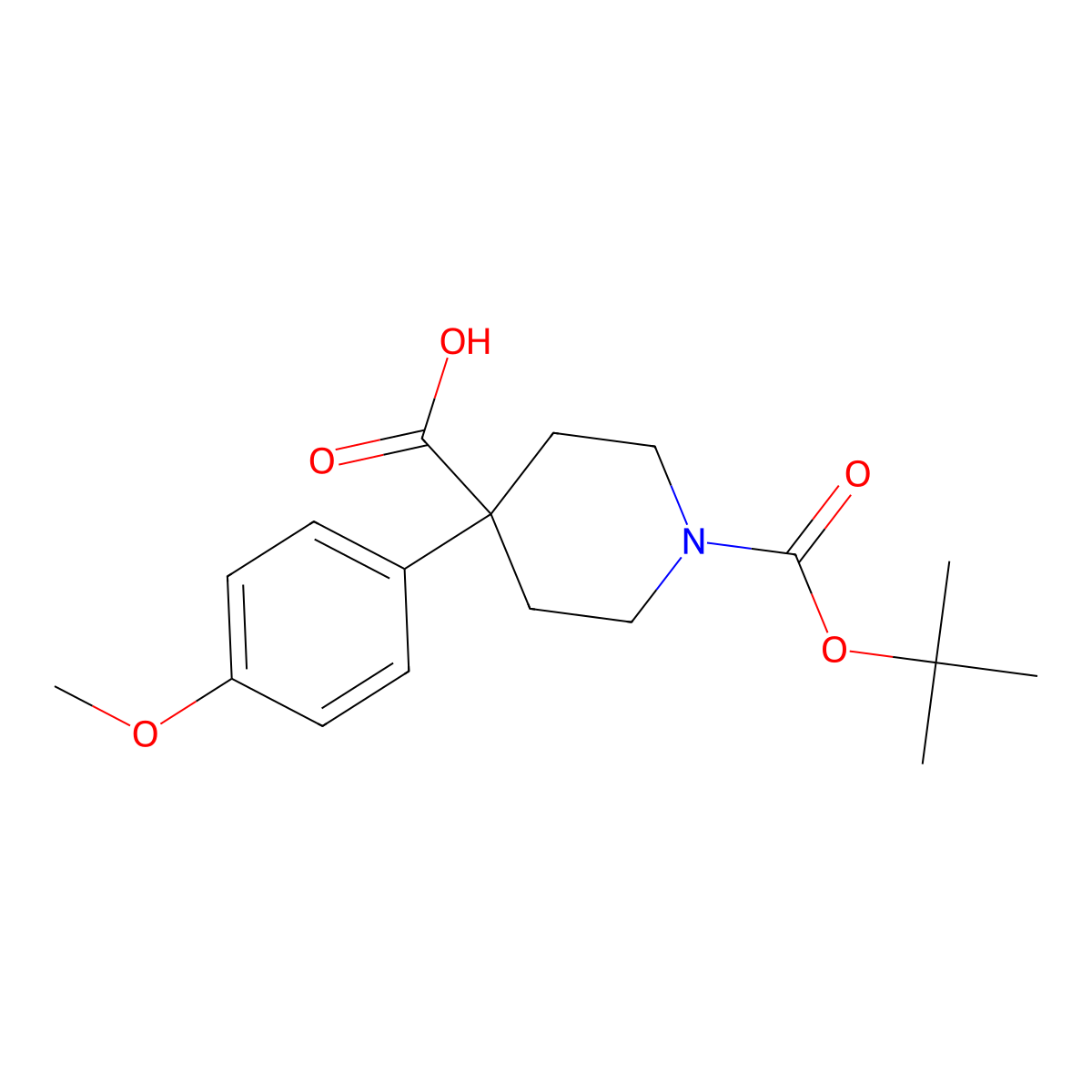 1-(tert-Butoxycarbonyl)-4-(4-methoxyphenyl)piperidine-4-carboxylic acid molecular structure, CAS 1158750-72-1