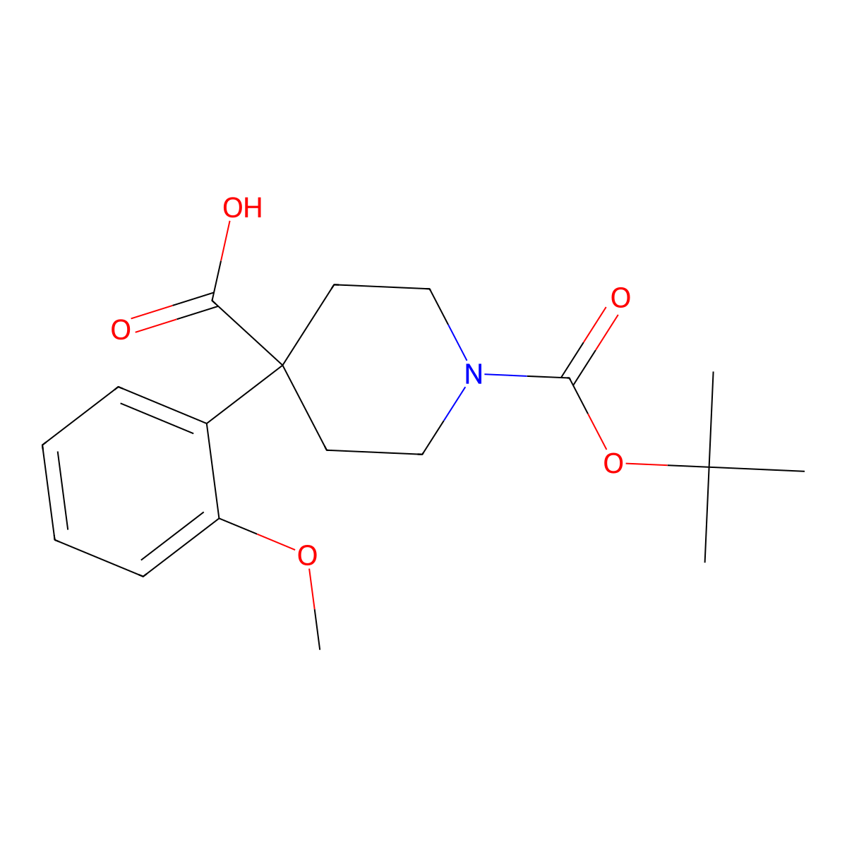 1-(tert-Butoxycarbonyl)-4-(2-methoxyphenyl)piperidine-4-carboxylic acid molecular structure, CAS 1158750-81-2