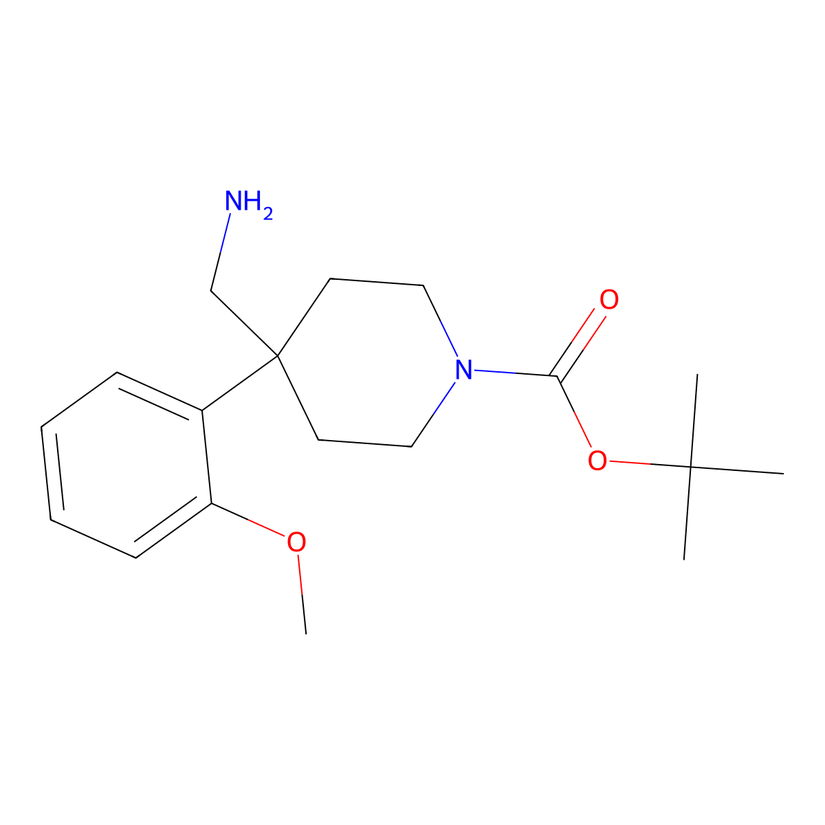 Tert-butyl 4-(aminomethyl)-4-(2-methoxyphenyl)piperidine-1-carboxylate molecular structure, CAS 1158750-84-5