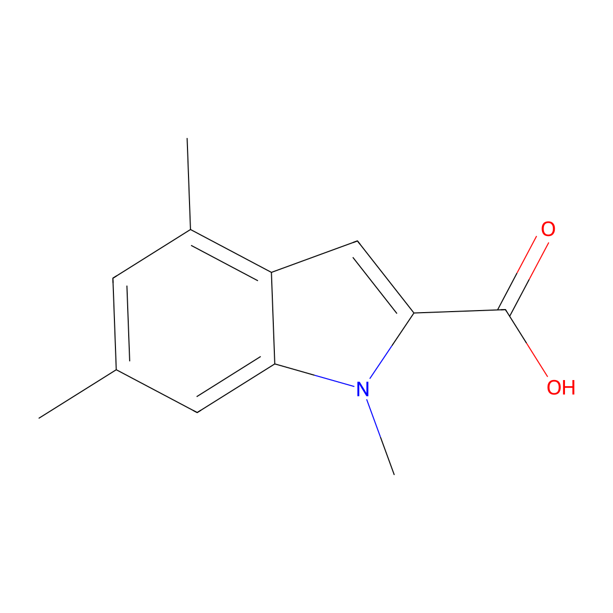 1,4,6-Trimethyl-1H-indole-2-carboxylic acid molecular structure, CAS 1158754-20-1