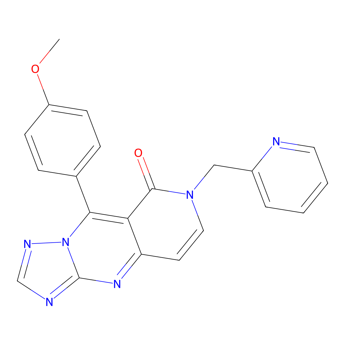9-phenyl-7-pyridin-2-ylpyrido[4,3-d][1,2,4]triazolo[1,5-a]pyrimidin-8(7H)-one molecular structure, CAS 1158756-51-4