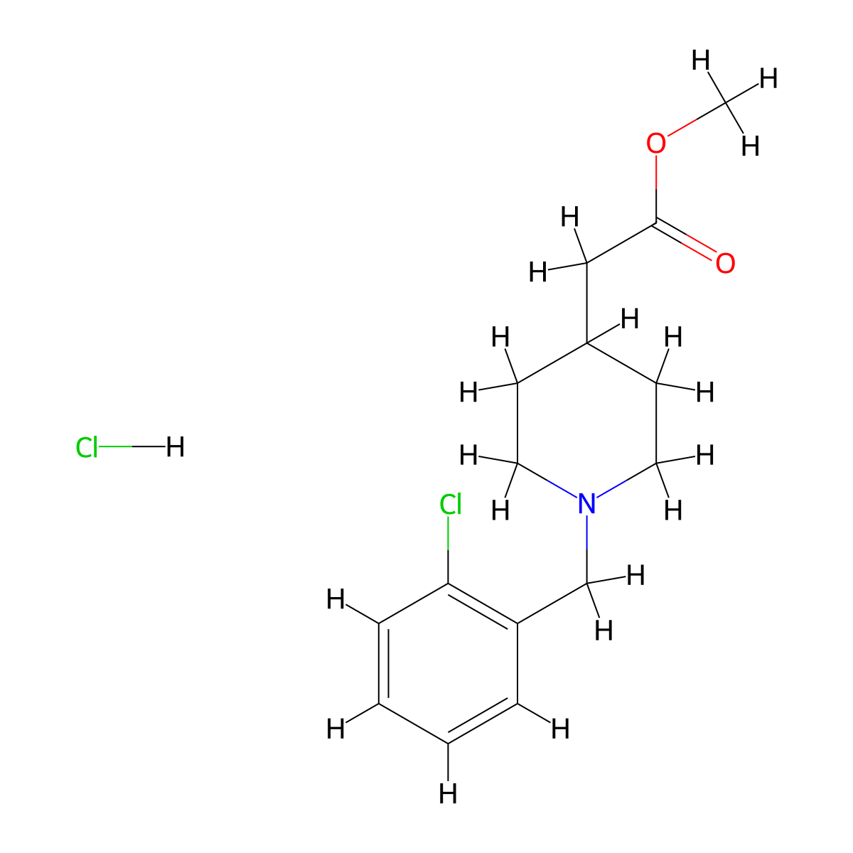 Methyl [1-(2-chlorobenzyl)piperidin-4-yl]acetate hydrochloride molecular structure, CAS 1158756-78-5