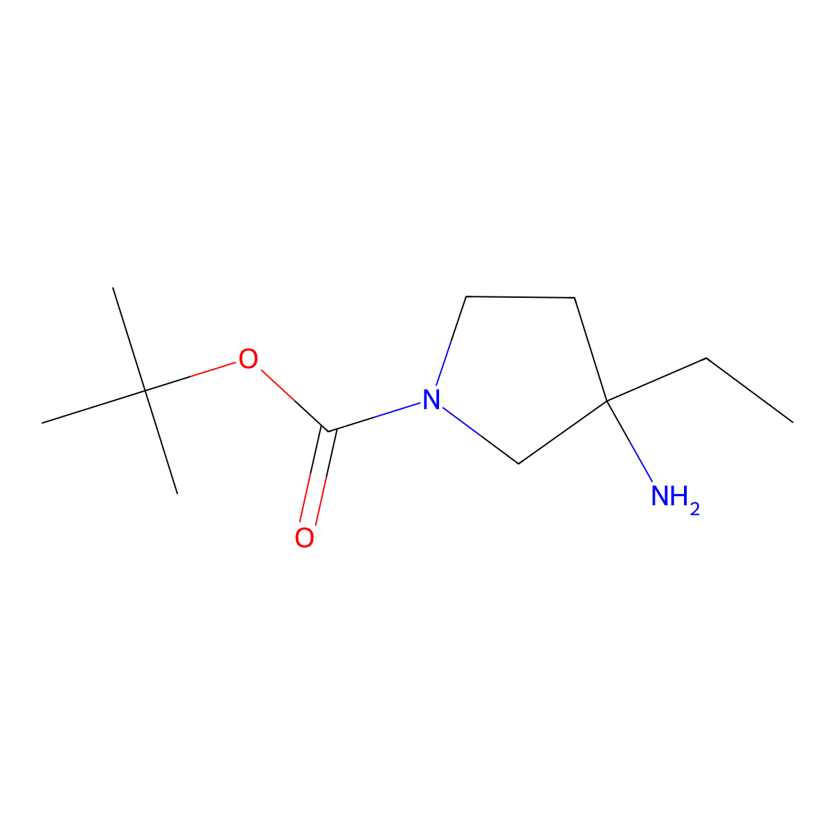1,1-Dimethylethyl 3-amino-3-ethyl-1-pyrrolidinecarboxylate molecular structure, CAS 1158758-60-1