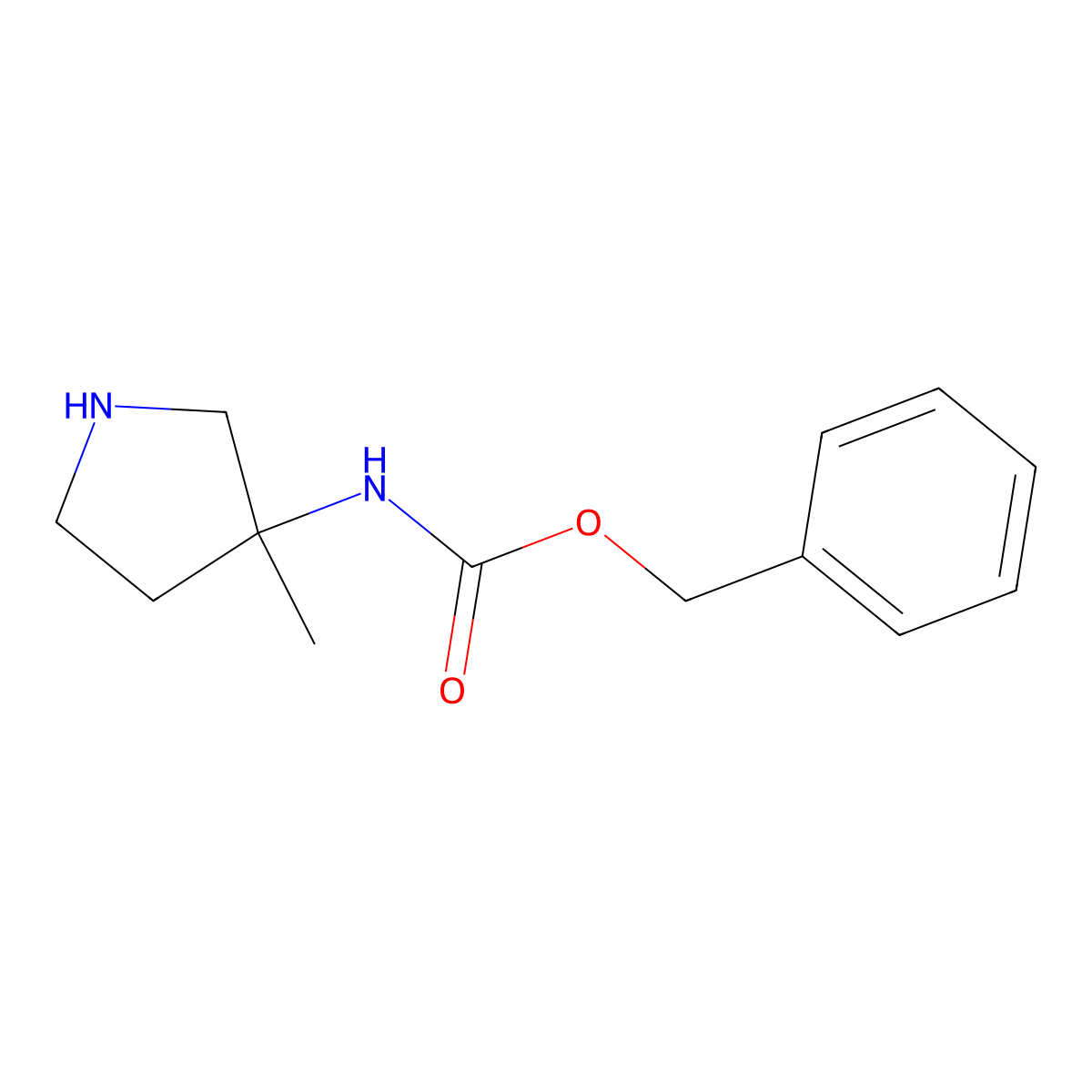 Benzyl (3-methylpyrrolidin-3-yl)carbamate molecular structure, CAS 1158758-62-3