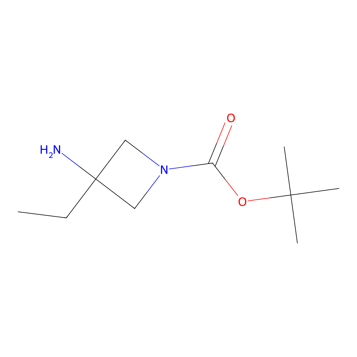 Tert-butyl 3-amino-3-ethylazetidine-1-carboxylate molecular structure, CAS 1158758-79-2