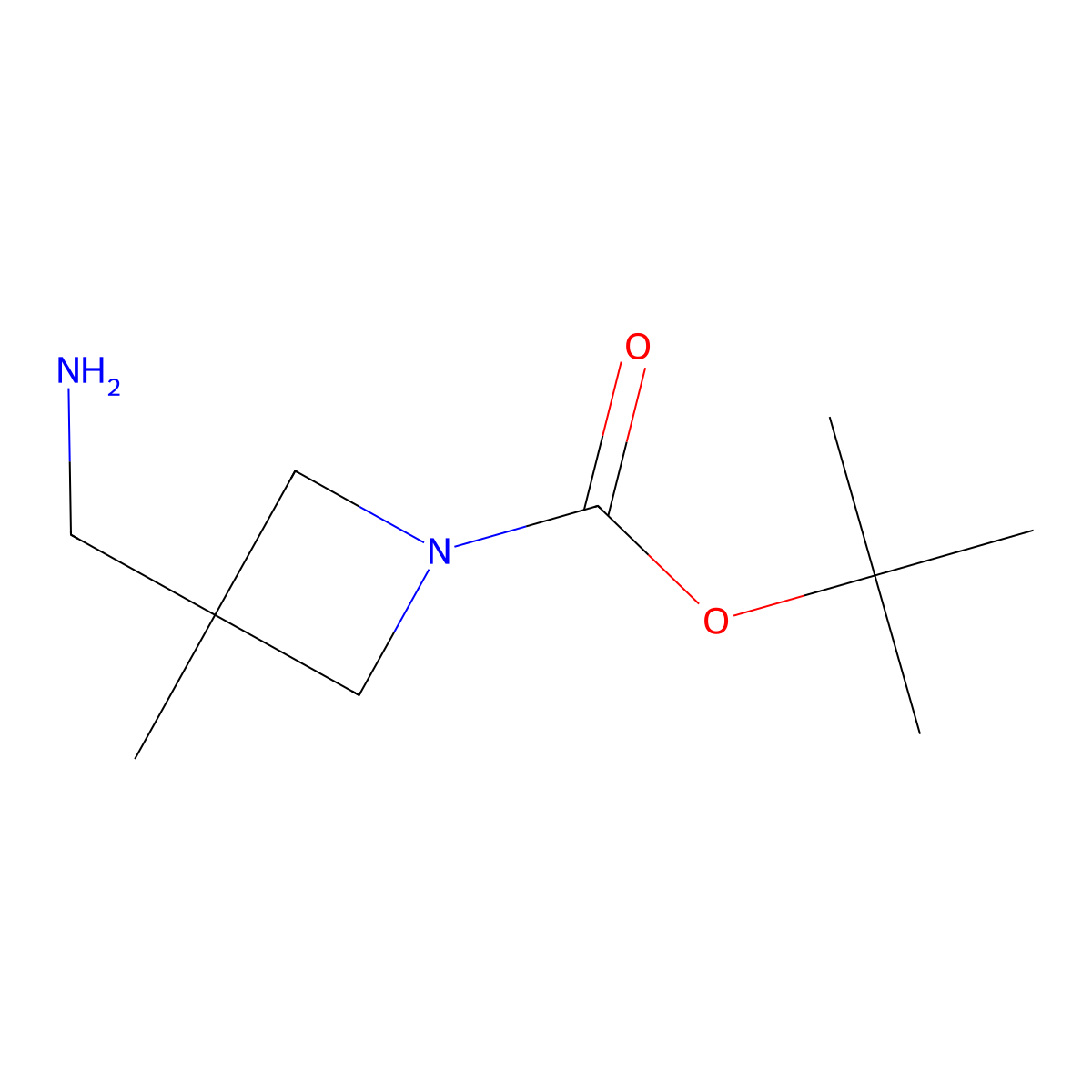 tert-Butyl 3-(aminomethyl)-3-methylazetidine-1-carboxylate molecular structure, CAS 1158758-85-0